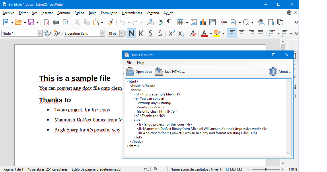 Docx HTMLizer: Convert docx files into clean, simple and well formatted HTML code